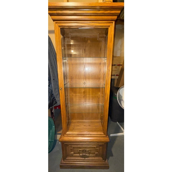 Antique Wooden Lighted Curio Cabinet- Display Cabinet  23x17x69"tall