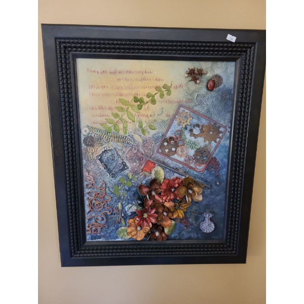 Lovely Artwork, 3D Collage and Paint (25"T, 21"W)