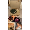 Image 1 : Teppaz Oscar Suitcase Style Record Player (plays 45, 33 & 78 RPMs) w/ Assorted Records 