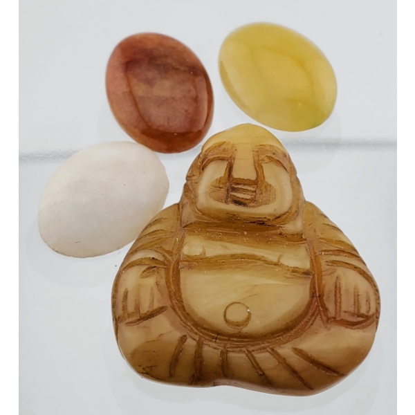 Jade (58 ct, Assorted mm Oval Cabochon/Budha Carving)