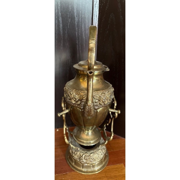 Antique Brass Teapot w/ Stand, Mexico   - 17T