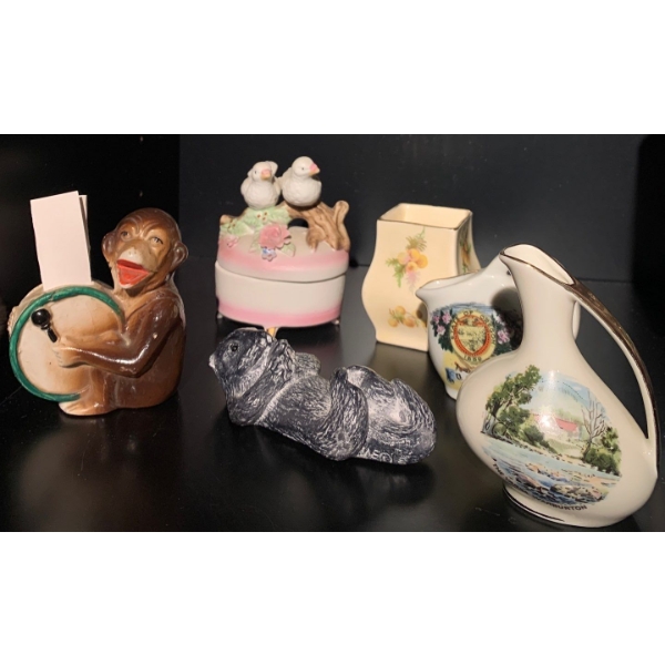 Decorative Mini Vases Including Royal Doulton, Animal Figures, and More 