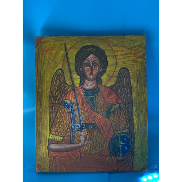 Archangel Michael Painted on Wooden Board - 10x12