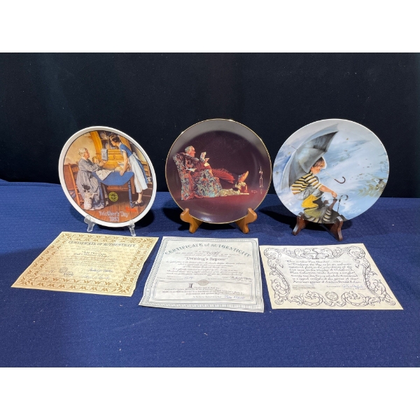 Set of Three Collectors Plates with original boxes and COA