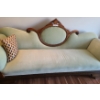 Image 1 : Vintage Eastlake Light Green Velvet 3 Seater Couch w Wood Details 82" w 28" d & 36" h