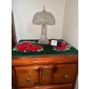 Image 2 : Cherry Wood Bedside Table w/ Crystal Lamp, Does Not Include Drawer Contents - 21W, 18D, 23T