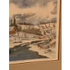 Image 2 : Fiv Lemke Watercolor Winter Landscape Art 17x12