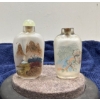 Image 2 : Hand Painted Bird and Mountain Scene Glass Snuff Bottles with Spoons 3H
