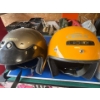 Image 2 : collection of cool, vintage helmets and a bicycle helmet