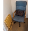 Image 1 : Vintage Rolling Desk Chair w/T.V Tables & Basket  25"w x 29"d x 48"tall