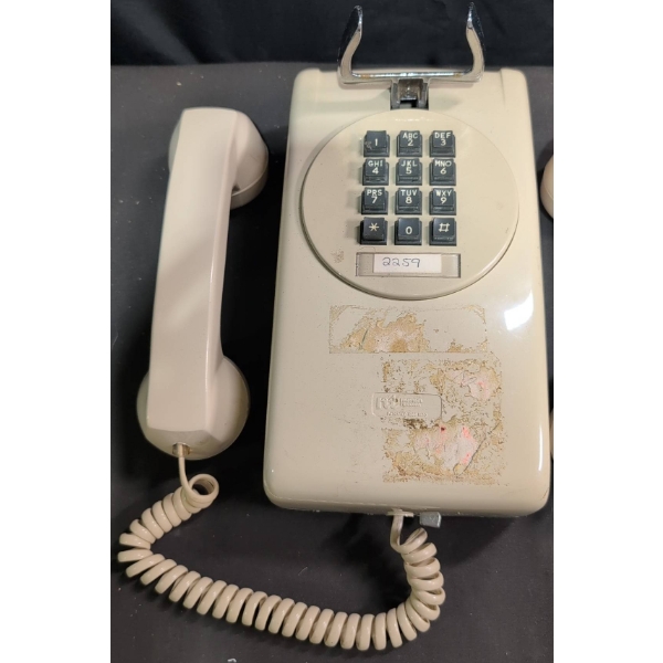 3 Beige Northern Telecom Wall Telephones With Keypad Assembly