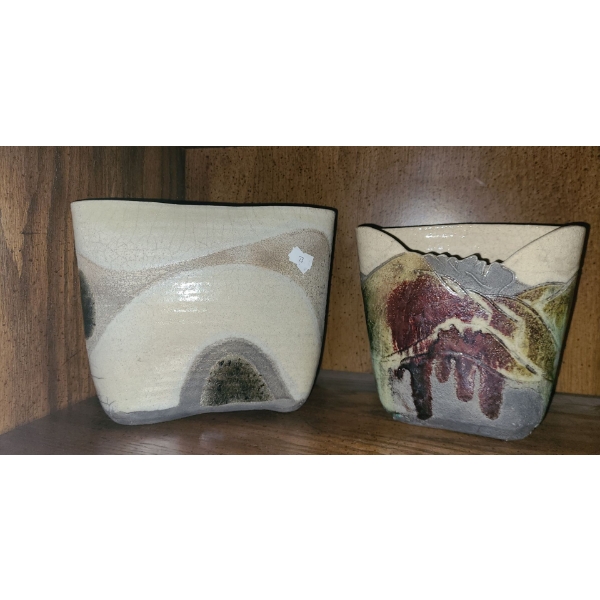 Artisan Vases 9 W, 1.5 D, 7 T and 7 W, 4 D, 6.5 T 