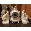 Image 1 : Vintage Lanshire Porcelain Mantel Clock 10"Tall w/ Elegant French Corbels  