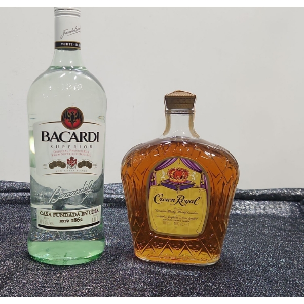 750 ml Sealed Bottle of 1974 Crown Royal and 1.14 L Bottle Bacardi Superior, White