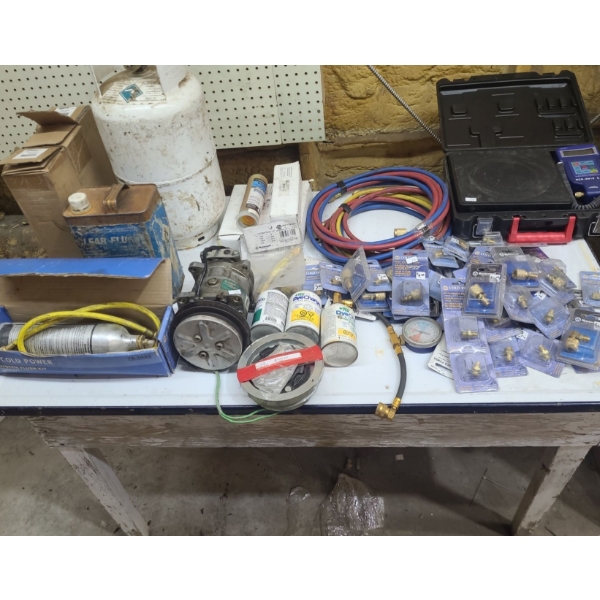 Electronic Refrigerant Charging Scale, AC System Flush Kit and More! w/ Shelf (6)