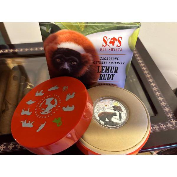 2014 $1 Endangered Animal Species: Red Ruffled Lemur - Pure Silver Coin