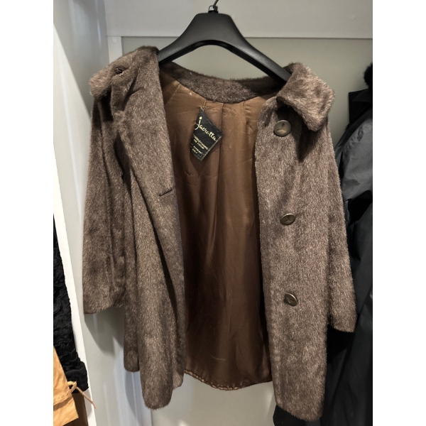 Faux Fur 60's Swing Coat - Brown - Ladies Large 