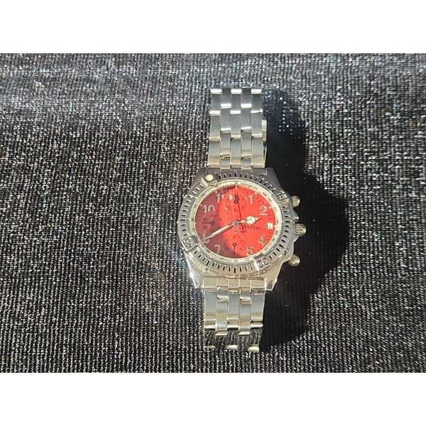 Men's Ferrari Watch- Red Face, Metal Band.