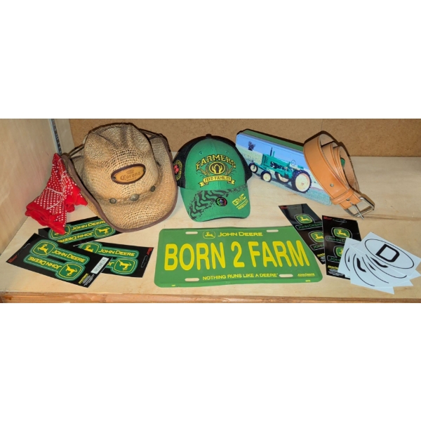 Farm Fabulous - Collectible Agricultural Swag - License Plate John Deer Decals Genuine Leather Belt 