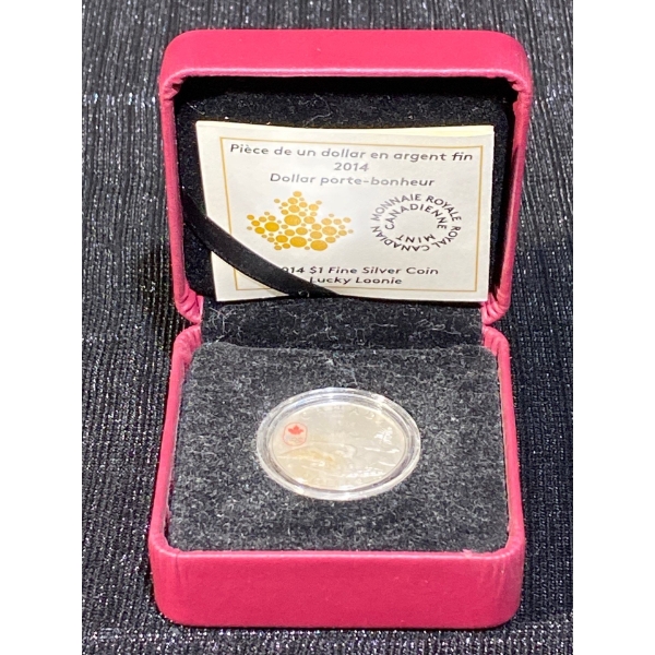 2014 $1 Fine Silver Coin Lucky Loonie