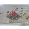 Image 2 : Asian Flowers on Silk 39 X 17, Framed Under Glass 