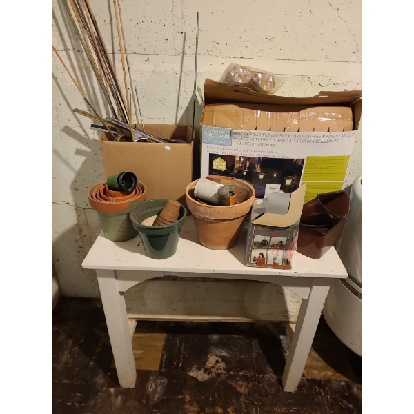 Wooden Utility Shelf Painted White 34 L , 29 T,  22 W also Includes: Garden Solar Lights and More!