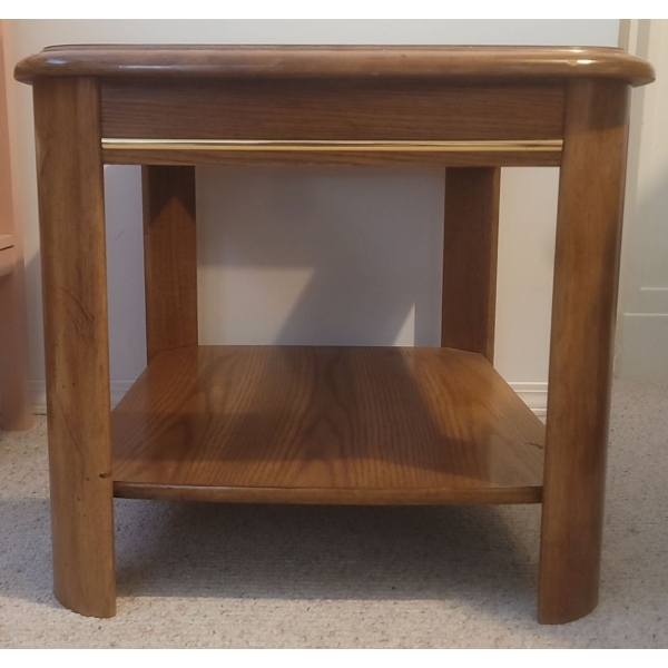 Wood, Glass & A Touch of Brass Side or End Table *** Watch for Matching Coffee Table*** 