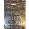 Image 1 : Embossed Metal Amstel Bier Sign with Decorative Hop Motif