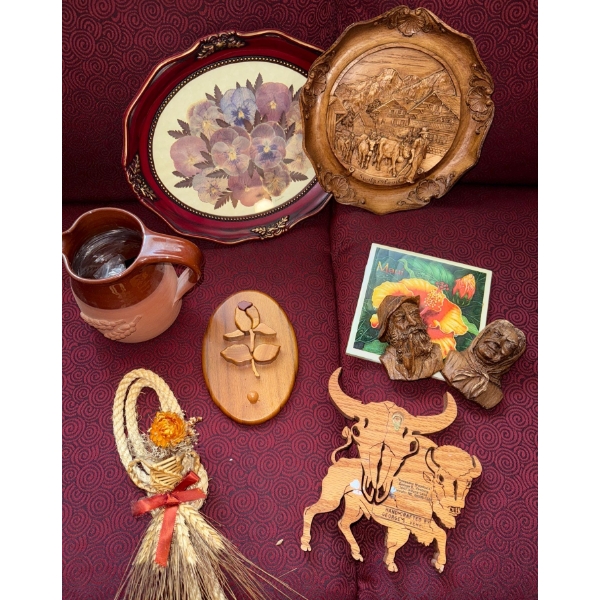 Cottage Keepsakes - Antique Floral Art Hand Carved Woodware Stoneware Mug & More