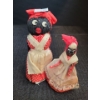 Pair of Folk Art Black Americana Bells Tallest: 5.5 T 