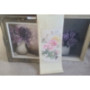 Image 1 : Pair of Floral Paintings & Beautiful Wall Scroll .  Lilacs 22 1/2 w 27 1/ h