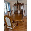 Image 1 :  Arcese Brothers Oak table, china cabinet with hutch and 6 chairs (2 end chairs are arm chairs).In B