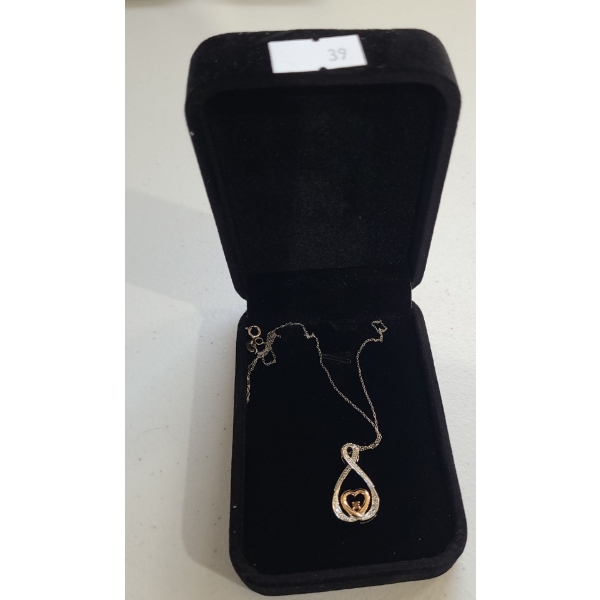 Pendant w/ Heart Design and 16" Chain Stamped .925