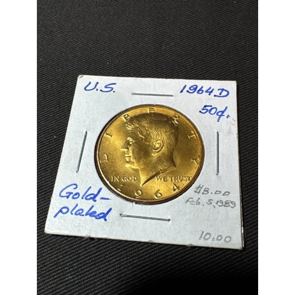 Gold-Plated USA 1964 Half Dollar Coin