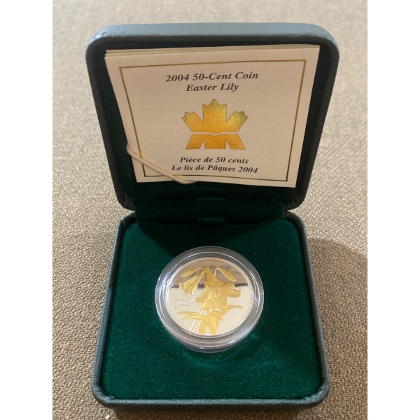 2004 50-Cent Coin Featuring Easter Lily, Proof Quality, with COA