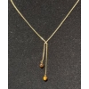 Image 2 : 10k Gold Necklace with Matching Dangle Earrings and Stone Beads