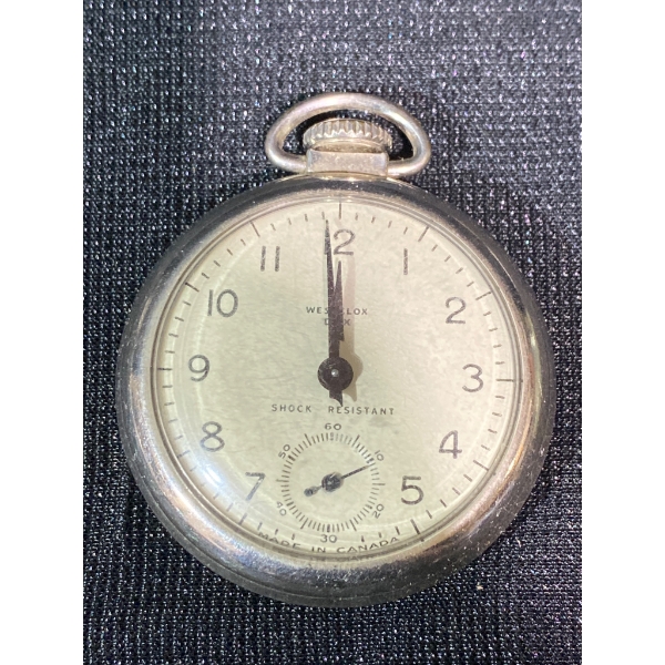 Westclox Shock Resistant Pocket Watch with Silver-Tone Case