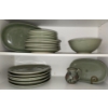 Image 1 : Vintage Thai Celadon Pottery Collection - Plates & Bowls w/ Creamer Canister 