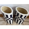 Identical Black & White Checkered Vases 16T