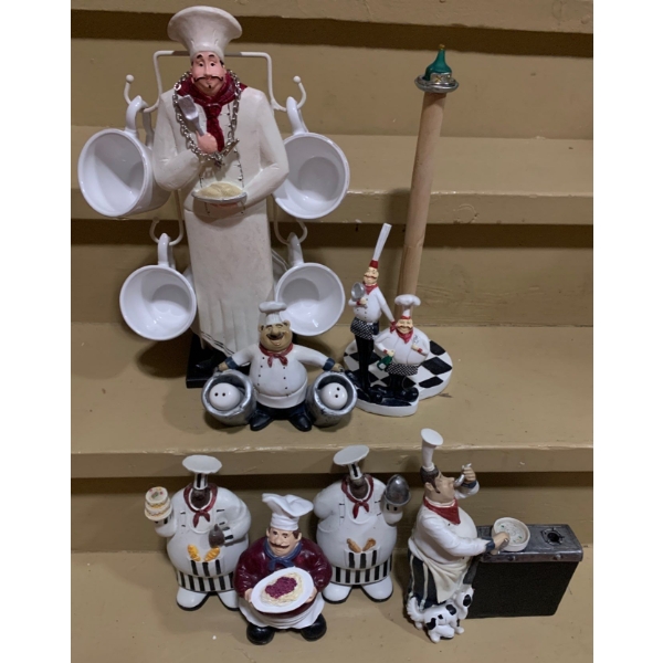 Collection of Resin Chef Decor- Tallest Chef Cup Holder 14 T