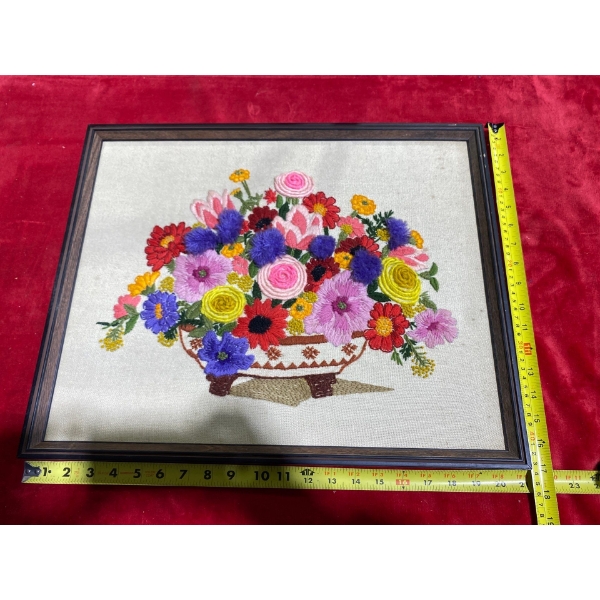 Crewel Embroidery (19.25" x 15.5" Inches Before Frame)