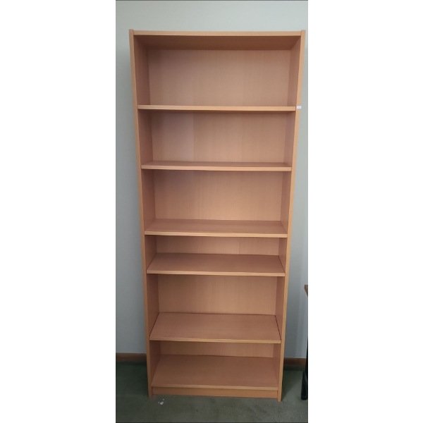 MDF Light Finish 6 Shelf Bookcase 80 T, 32 L, 10 W