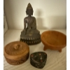 Image 1 : Seated Buddah 7"tall  w/ Handcarved Trinkboxes      