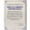 Image 4 : 2000 U.S. Liberty Silver Eagle Dollar (.999 Fine Silver, 1 oz) in Display Case
