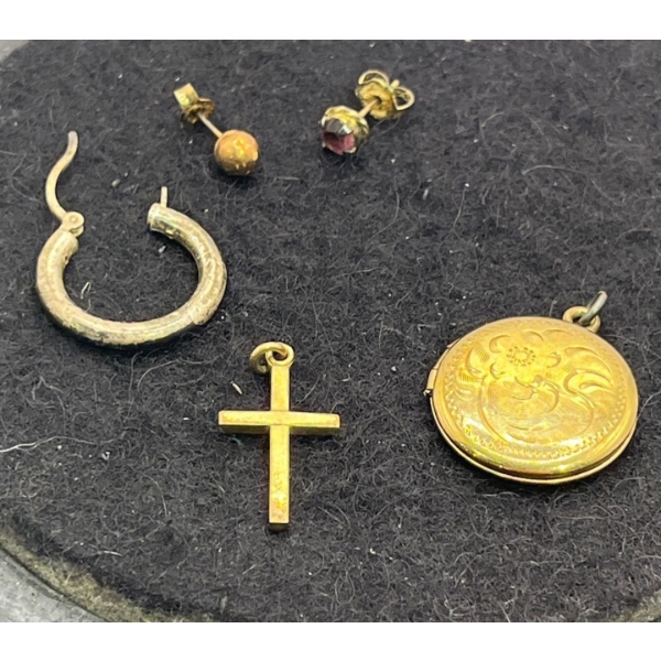 Single Earrings with Cross and Locket Pendants