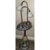Image 2 : Vintage Art Deco-Style Smoking Stand w/Two Lights- Ornate Chrome Finish 