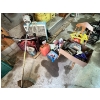 Image 1 : STIHL FS 55 R Petrol Brushcutter (needs new fuel tank) fan gas can plus box filled with various tool
