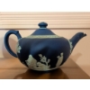 Image 7 : Wedgwood Navy Blue Jasperware Tea Set with Damaged Teapot