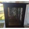 Image 1 : Tabletop Wood & Glass Curio Cabinet w Lead Insert Detail 17 1/2 w 13 d 20 h
