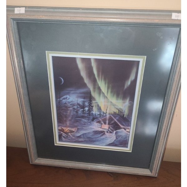 Numbered Print 328/1500 "Northern Light"- Artist Clay Steadman, 16 X 18 Framed Under Glass
